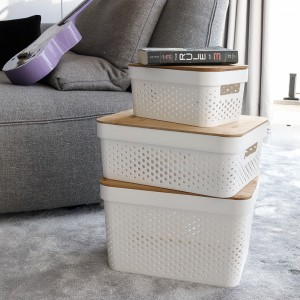 Storage Basket With Bamboo Lid