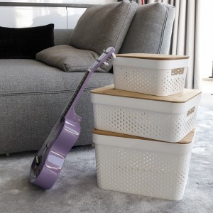 Storage Basket With Bamboo Lid