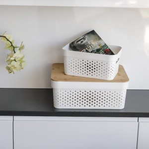 Storage Basket With Bamboo Lid